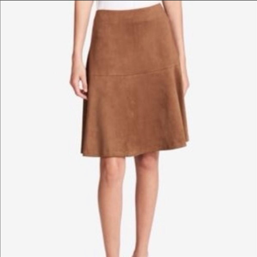 Tommy Hilfiger brown faux suede flared skirt